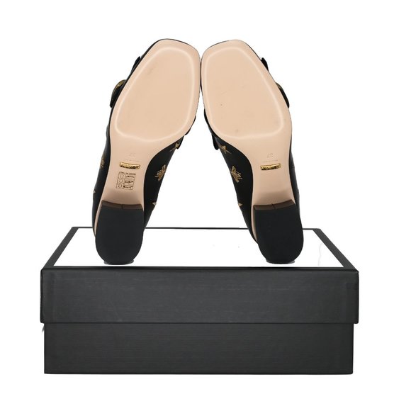Gucci GG Marmont Bee & Star Embroidered Leather Mid-Heel Pumps - Picture 9 of 10